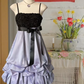 Black halter-neck purple skirt ball gown R6254