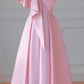 Pink Off-the-Shoulder Bow Neckline Fitted-Waist Slim-Fit A-Line Hem Ball Gown / Bridal Gown R5894