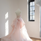 Light pink strapless fitted waist slim sexy long train ball gown/bridal dress R8555