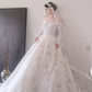 White lace one-shoulder slim waist sexy puffy long dress bridal dress R6054
