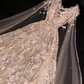 Light apricot lace V-neck fitted waist long ball gown/bridal dress R8739