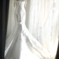 White satin fitted mermaid long ball gown/bridal dress R6772