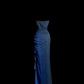 Gradient dark blue strapless fitted long ball gown R6653