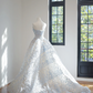 Light blue floral appliqué strapless fitted waist ball gown/bridal dress R8458