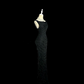 Black sleeveless sequined fitted waist sexy ball gown R6613