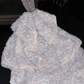 Silver sequined bodice, white full-skirted long ball gown, bridal dress R8769