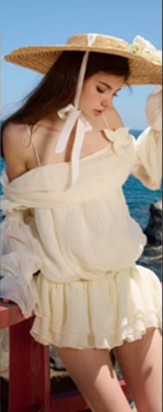 Apricot strap one-shoulder gentle sexy cute mini skirt homecoming dress R4593