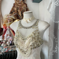 Champagne-colored sleeveless beaded fitted short ball gown R6373