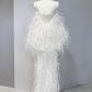 Silver strapless fitted long ball gown, bridal dress R9039