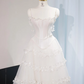 White strapless fitted long ball gown/bridal dress R9009