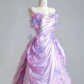 Light purple strapless, fitted waist, elegant long ball gown, bridal dress R8524