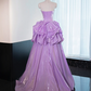Light purple strapless, fitted waist, full skirt, long ball gown, bridal dress R8979