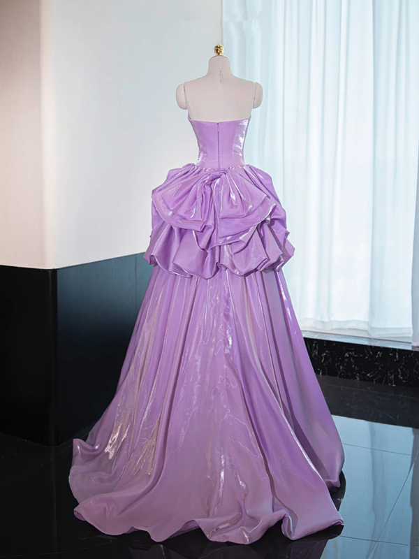 Light purple strapless, fitted waist, full skirt, long ball gown, bridal dress R8979