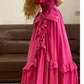 Fuchsia Strapless Ruffled Waist-Cinched Fitted Long-Length Ball Gown, Bridal Gown R7326