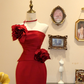 Red Strapless Waist-Cinched Slim-Fit Sexy Ball Gown, Bridal Gown R7132