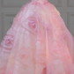 Pink Strapless Floral Waist Slim Fit Puffy Skirt Long Bridal Dress R5817