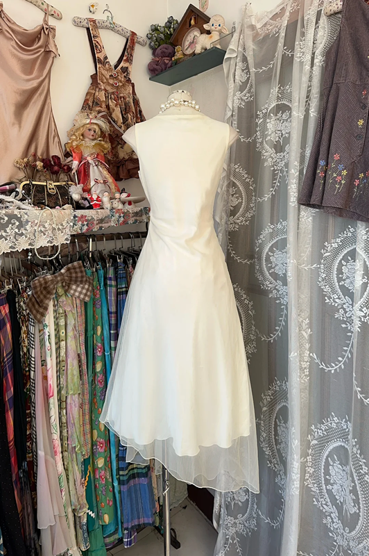 Light apricot sleeveless fitted dress, ball gown R6293