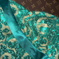 Peacock Green Sequined halter-neck long ball gown R6892