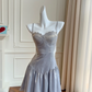 Gray suspender waist slim temperament short skirt homecoming dress R5183