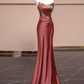 Champagne gold strapless dress with retro reddish-brown bodycon skirt, sexy ball gown/bridal gown R8283