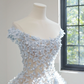 Light blue floral appliqué strapless fitted waist ball gown/bridal dress R8458