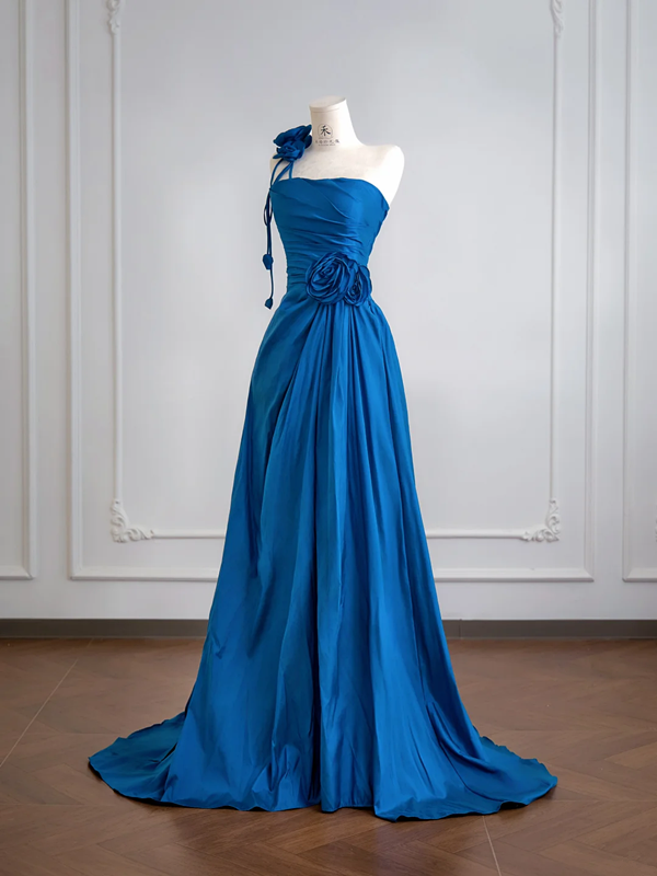 Blue strapless fitted long ball gown, elegant and sophisticated R8198