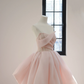 Light pink strapless fitted waist slim sexy long train ball gown/bridal dress R8555