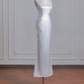 White Chinese-style cheongsam, fitted waist, elegant ball gown/bridal dress R8233
