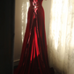 Red off-the-shoulder fitted long ball gown R6733