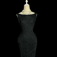 Black sleeveless sequined fitted waist sexy ball gown R6613