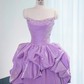Light purple strapless, fitted waist, full skirt, long ball gown, bridal dress R8979