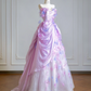 Light purple strapless, fitted waist, elegant long ball gown, bridal dress R8524