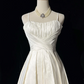 White suspenders, slim waist, irregular skirt, short skirt, homecoming dress R4920