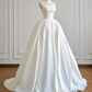 White strapless, fitted waist, full skirt, long ball gown, bridal dress R8167