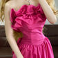 Fuchsia Strapless Ruffled Waist-Cinched Fitted Long-Length Ball Gown, Bridal Gown R7326