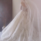 White lace one-shoulder slim waist sexy puffy long dress bridal dress R6054