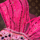 Gradient pink halter neck strapless waist slim-fit long ball gown R6972