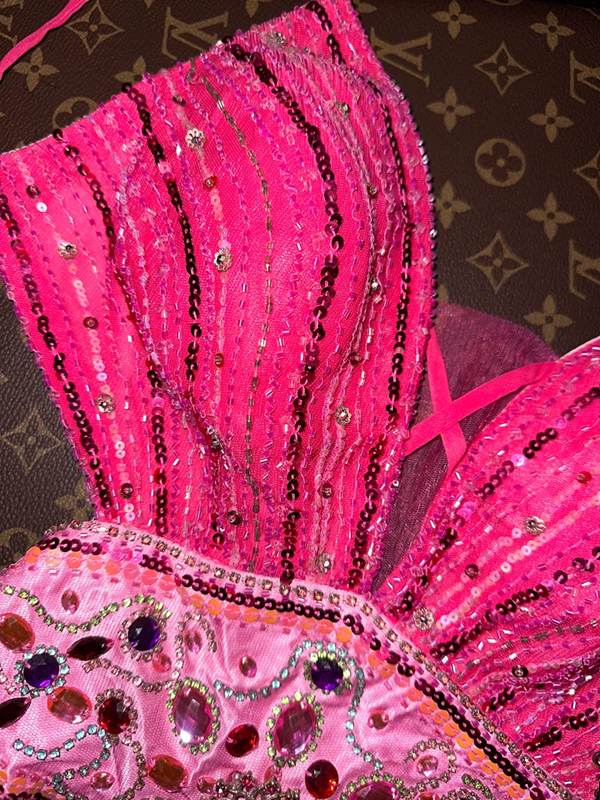 Gradient pink halter neck strapless waist slim-fit long ball gown R6972