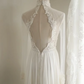White V-neck lace fitted long ball gown/bridal dress R6812