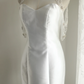 White satin fitted mermaid long ball gown/bridal dress R6772