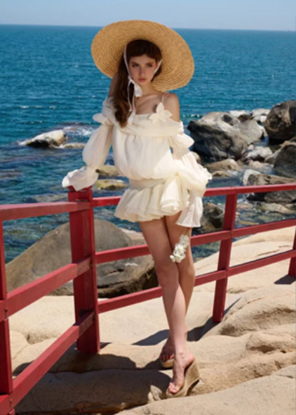 Apricot strap one-shoulder gentle sexy cute mini skirt homecoming dress R4593