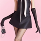 Black tube top waist neckline bow design top A-line short skirt dress suit homecoming dress R4880