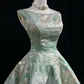 Green printed sleeveless slim waist puffy A-line princess dress homecoming dress R4961