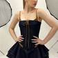 Dark blue suspenders waist slim hot girl sexy cake skirt homecoming dress R4391
