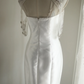 White satin fitted mermaid long ball gown/bridal dress R6772