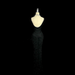Black sleeveless sequined fitted waist sexy ball gown R6613