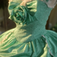 Light green halter-neck fitted waist ball gown with a full skirt R7265