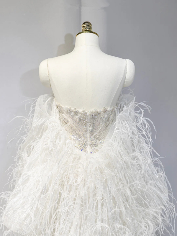 Silver strapless fitted long ball gown, bridal dress R9039