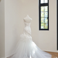 White strapless, fitted, long mermaid-style ball gown/bridal dress R8516