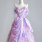 Light purple strapless, fitted waist, elegant long ball gown, bridal dress R8524